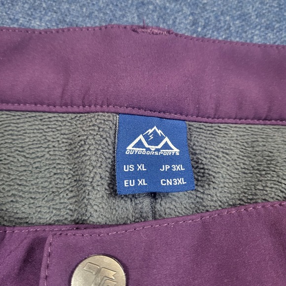 Outdoor Sports Mens XL Purple Fleece Lined Softshell Hiking Pants Colorblock - Picture 6 of 9